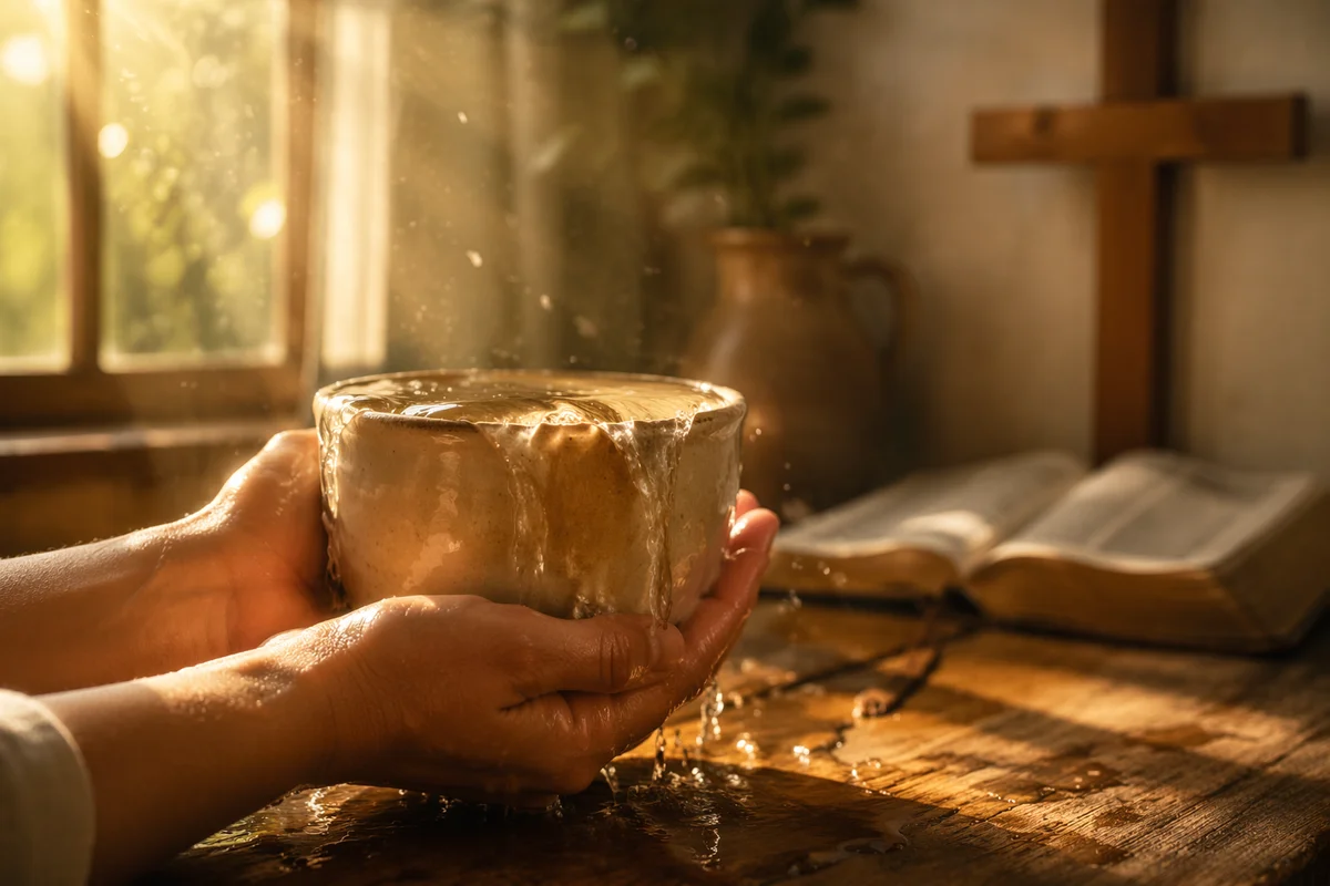 Overflowing Cup in Golden Morning Light