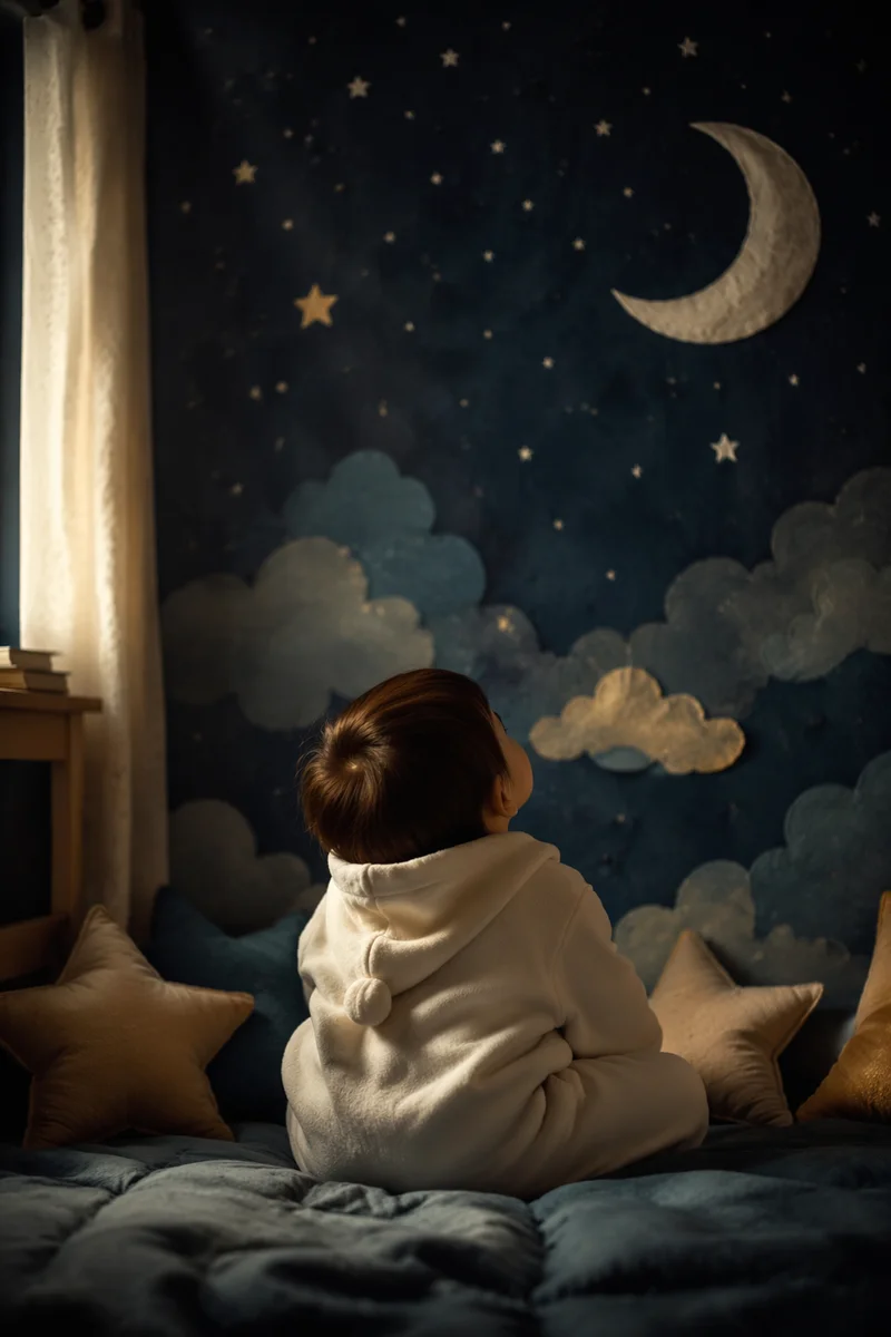 Child Gazing at Stars in Wonder