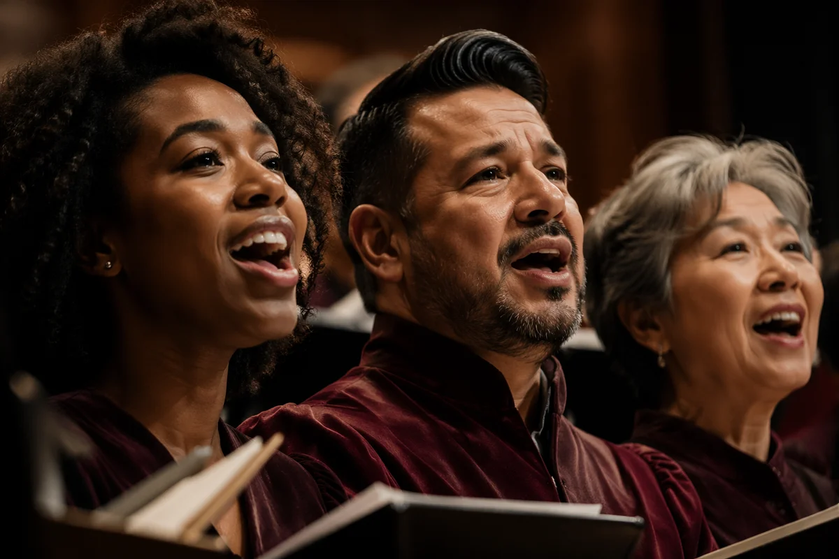 Passionate Choir Singers in Close Up