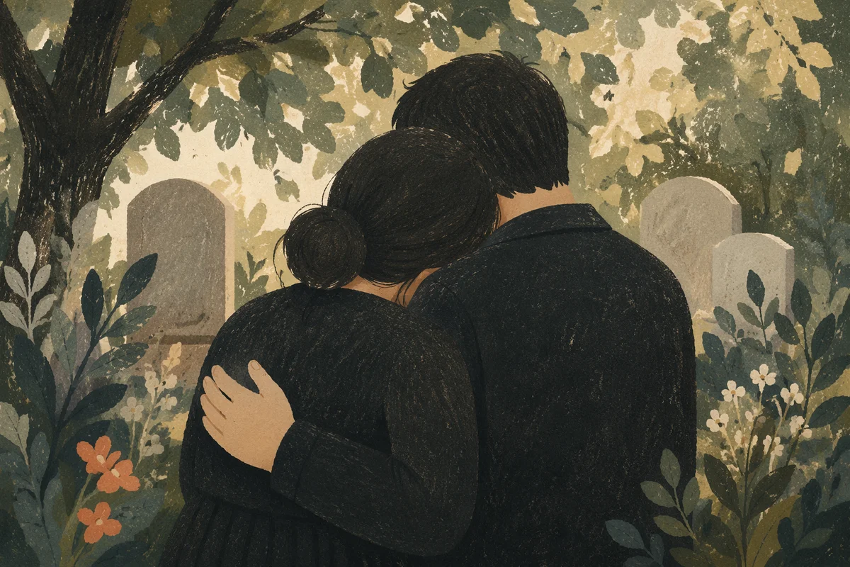 Comforting Embrace in a Memorial Garden