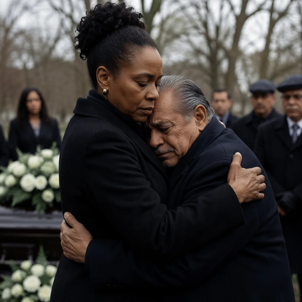 Comforting Embrace at Outdoor Funeral
