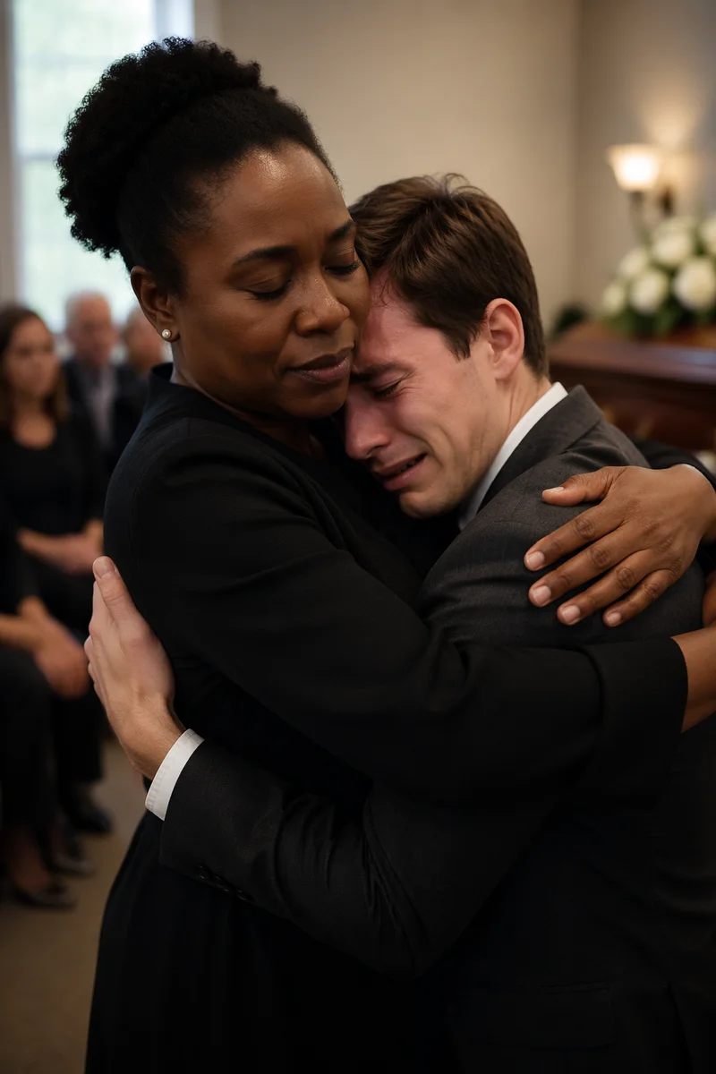 Compassionate Embrace at Indoor Funeral