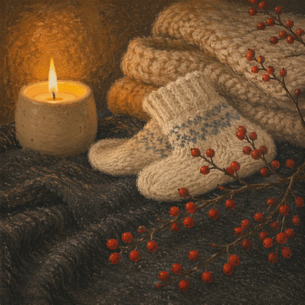 Warm Candlelit Comfort with Winter Berries