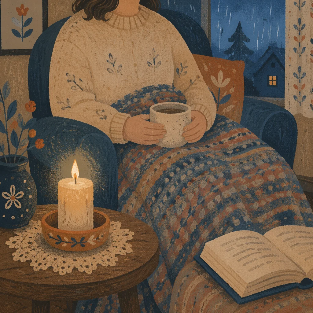 Candlelit Blanket Comfort at Dusk