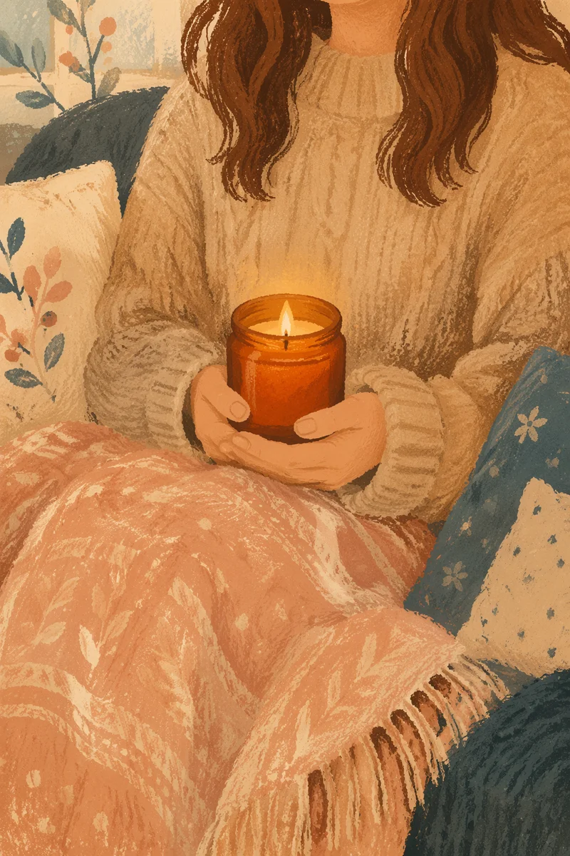 Cozy Candlelight Comfort in Warm Blanket