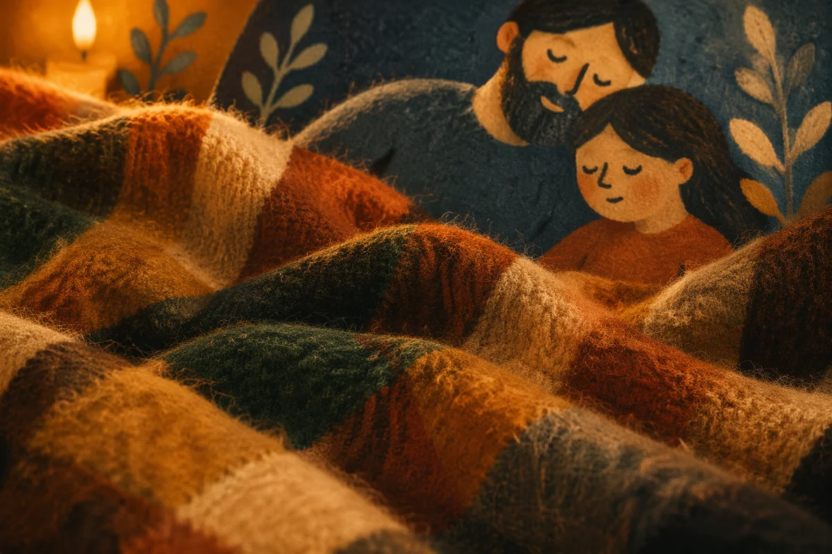Warm Candlelit Wool Blanket Comfort