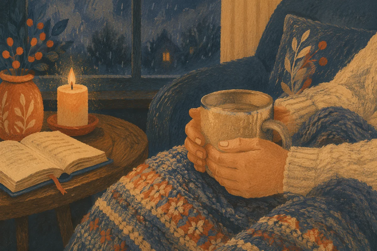 Candlelit Christian Comfort on Rainy Evening