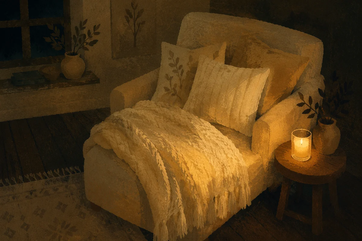 Warm Candlelit Blanket for Quiet Comfort