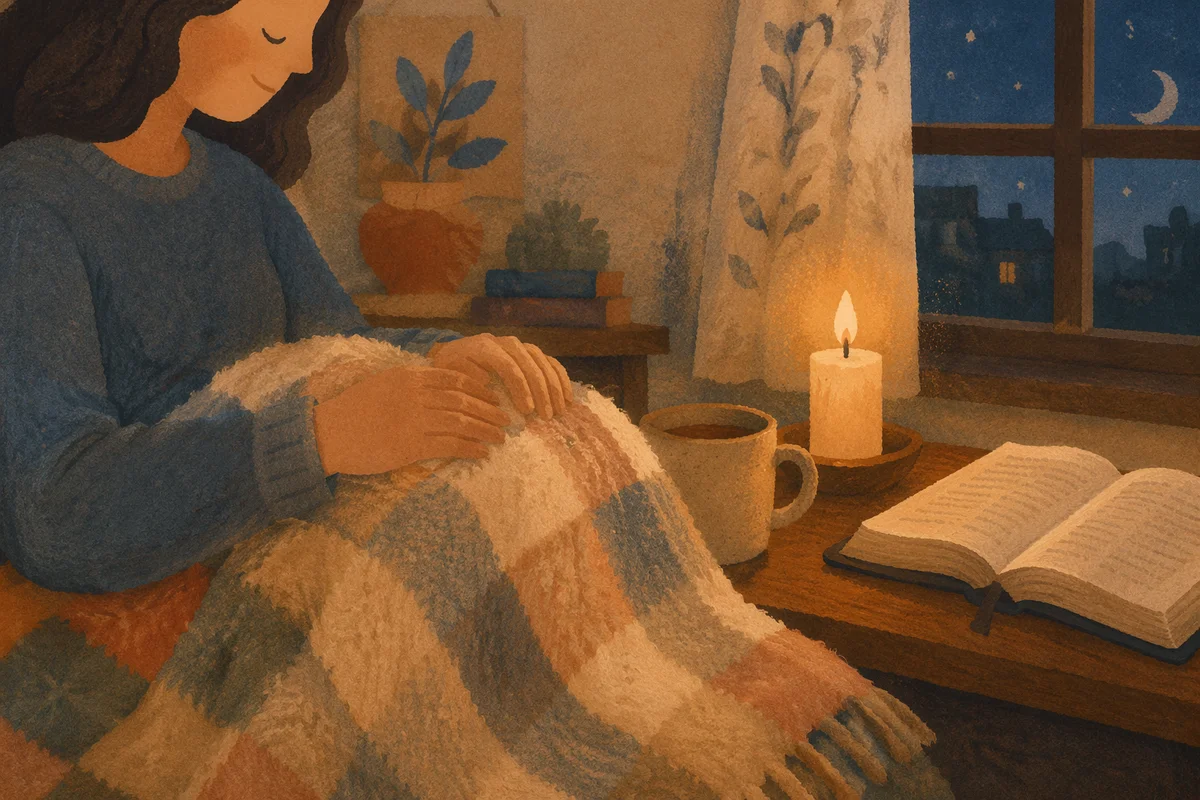Hands on Wool Blanket by Candlelight