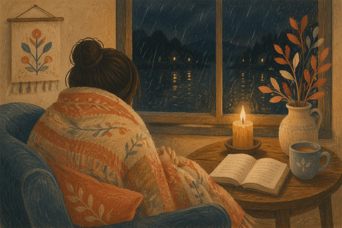 Candlelit Blanket Comfort in Quiet Prayer