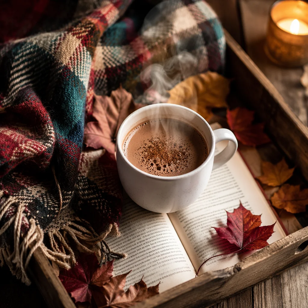 Cozy Autumn Comfort with Cocoa and Candlelight