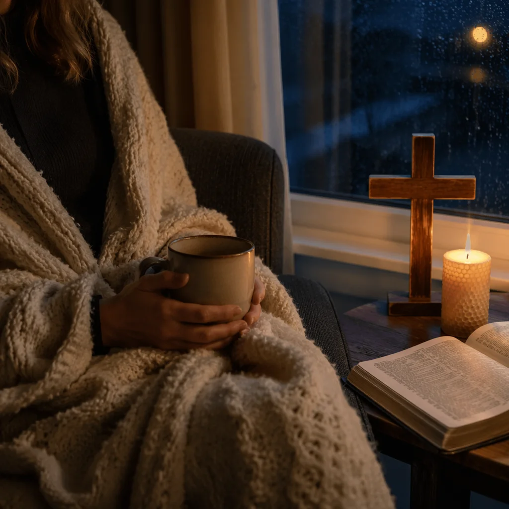 Candlelit Prayer with Warm Blanket