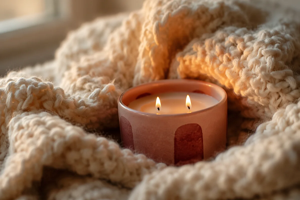 Warm Candlelight in Cozy Knit Blanket