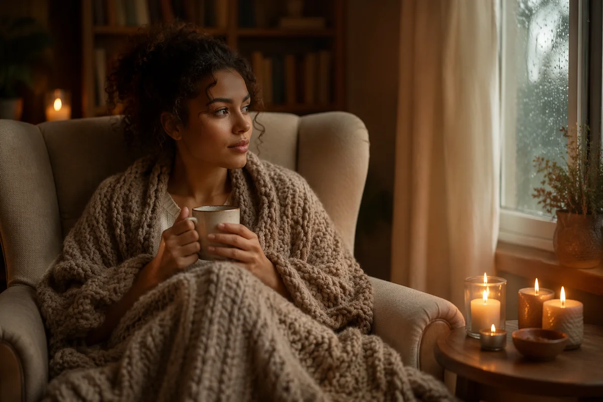 Cozy Evening with Blanket and Candlelight