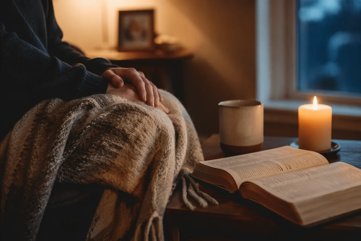 Hands on Wool Blanket by Candlelight