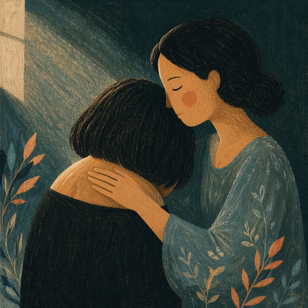 Compassionate Embrace in a Quiet Moment