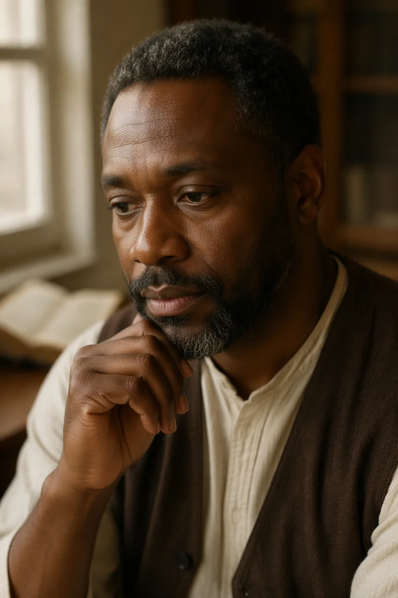 Thoughtful Man by Softly Lit Window