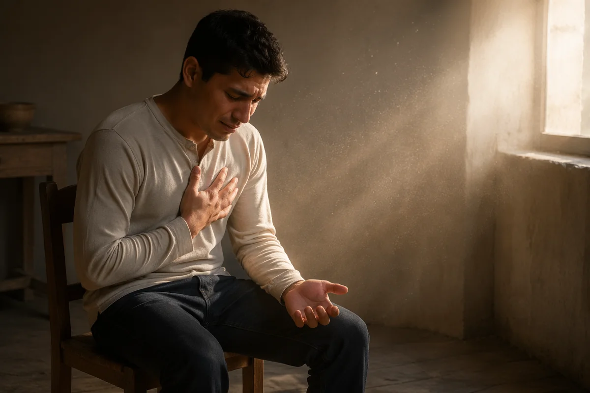 Tearful Young Man in Quiet Reflection