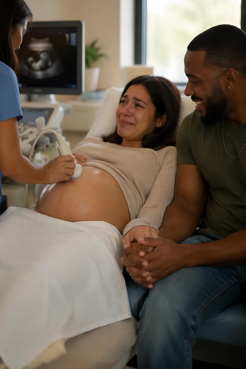 Couple Listening to Baby Heartbeat Ultrasound