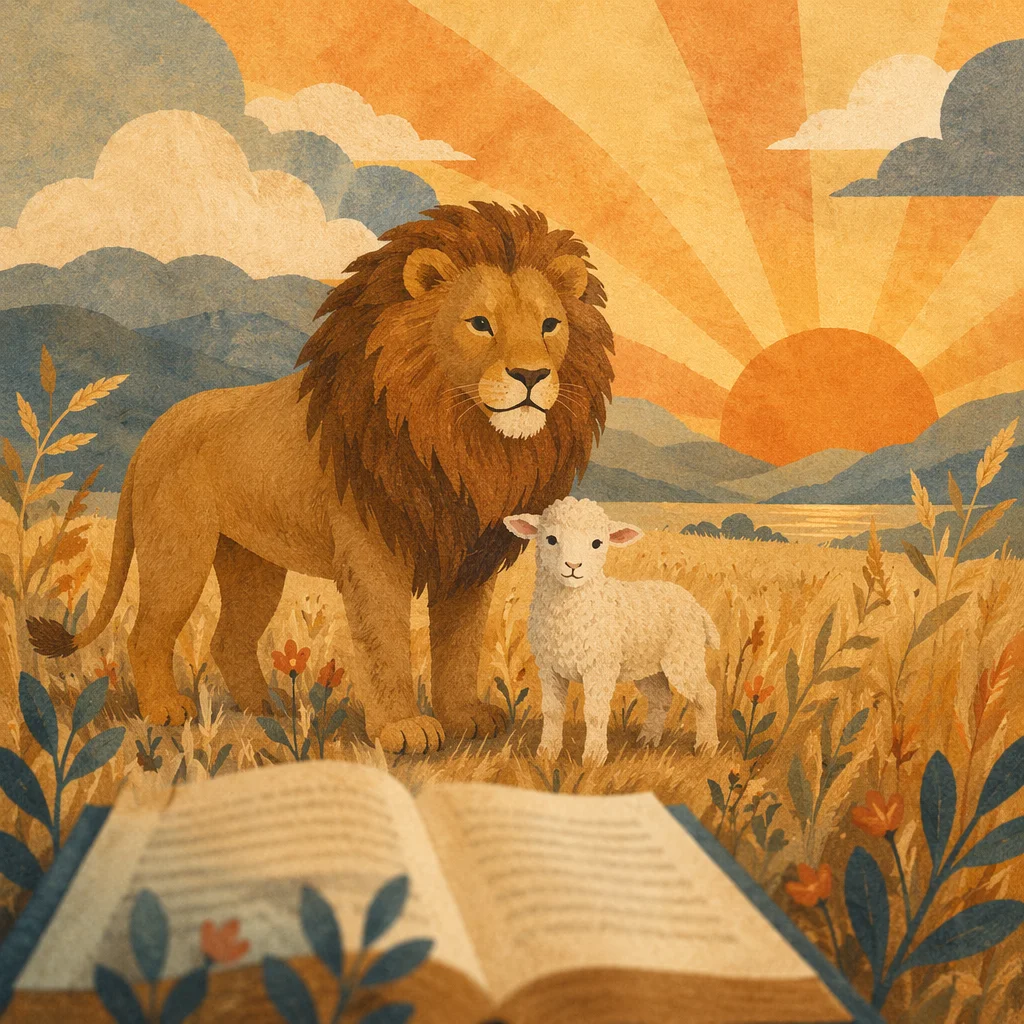 Lion and Lamb at Sunrise Faith