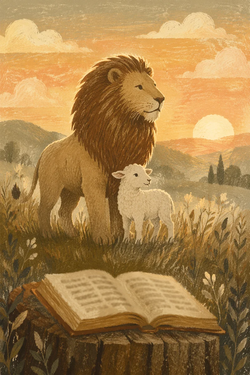 Lion and Lamb at Sunrise Faith