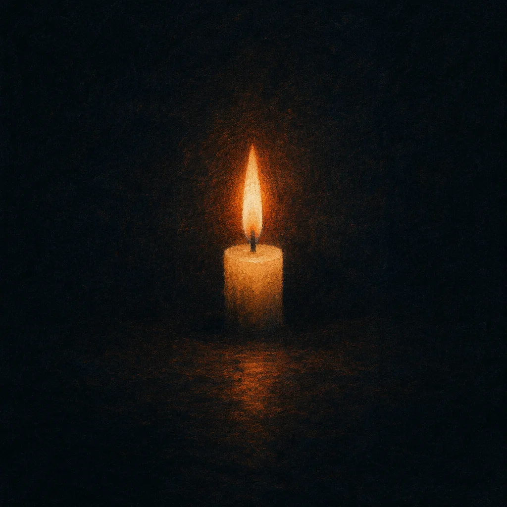 Single Candle of Courage in Darkness