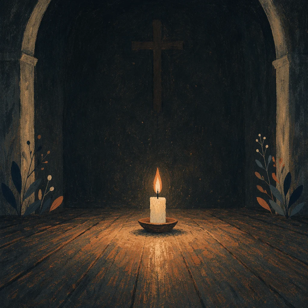 Courage Candle in a Dark Chapel