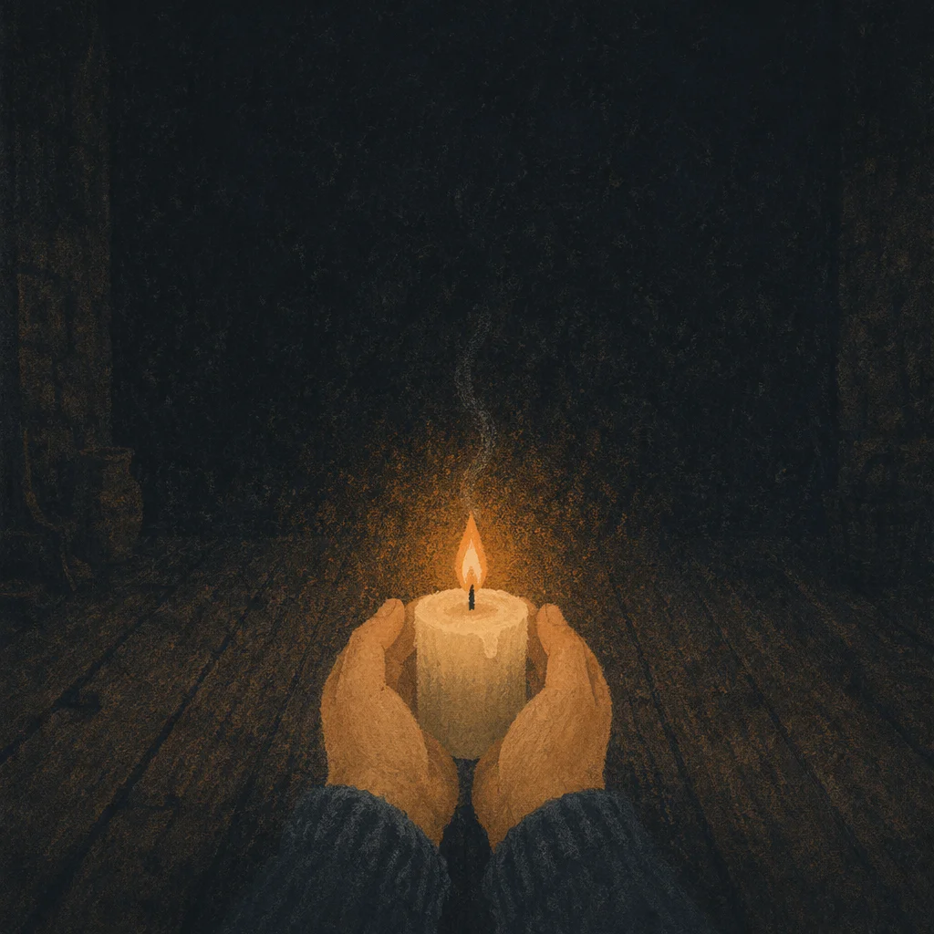 Single Candle of Courage in Darkness