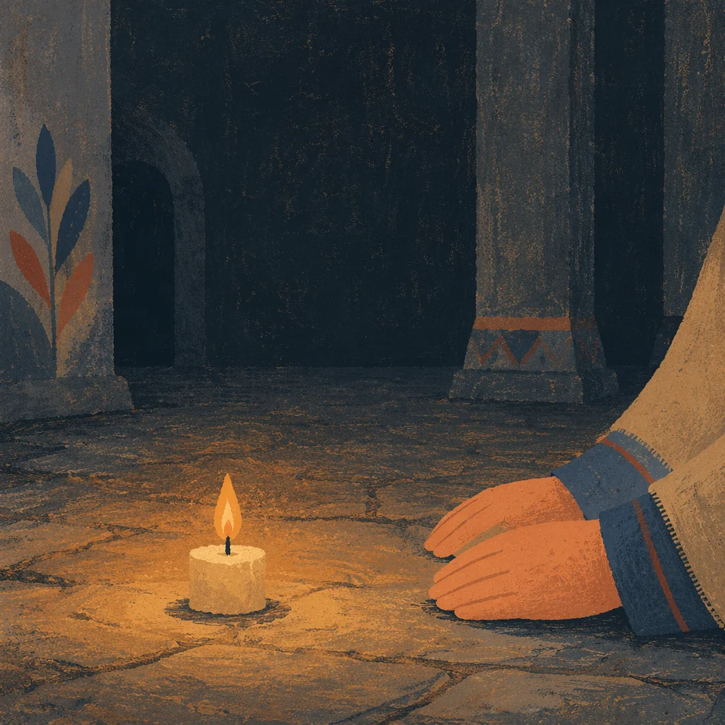 Courage Candle Glowing in Vast Darkness
