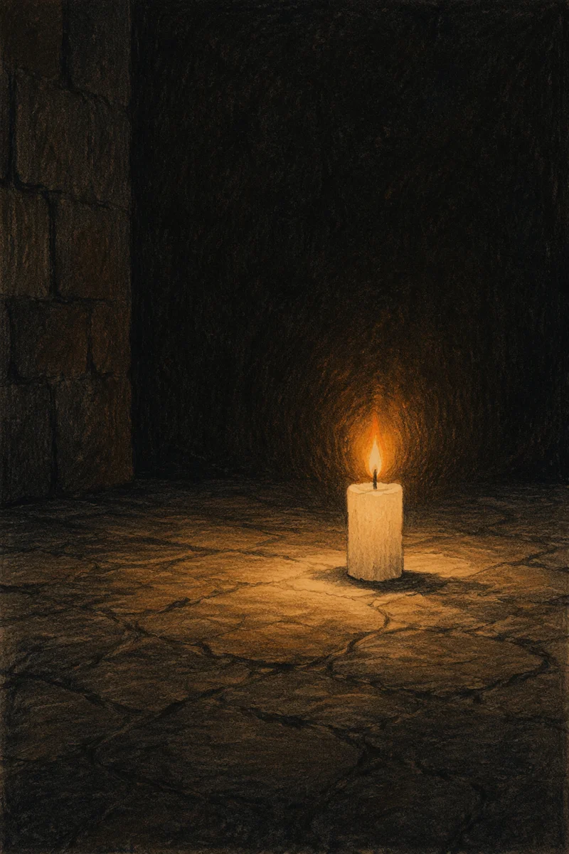 Single Candle of Courage in Darkness