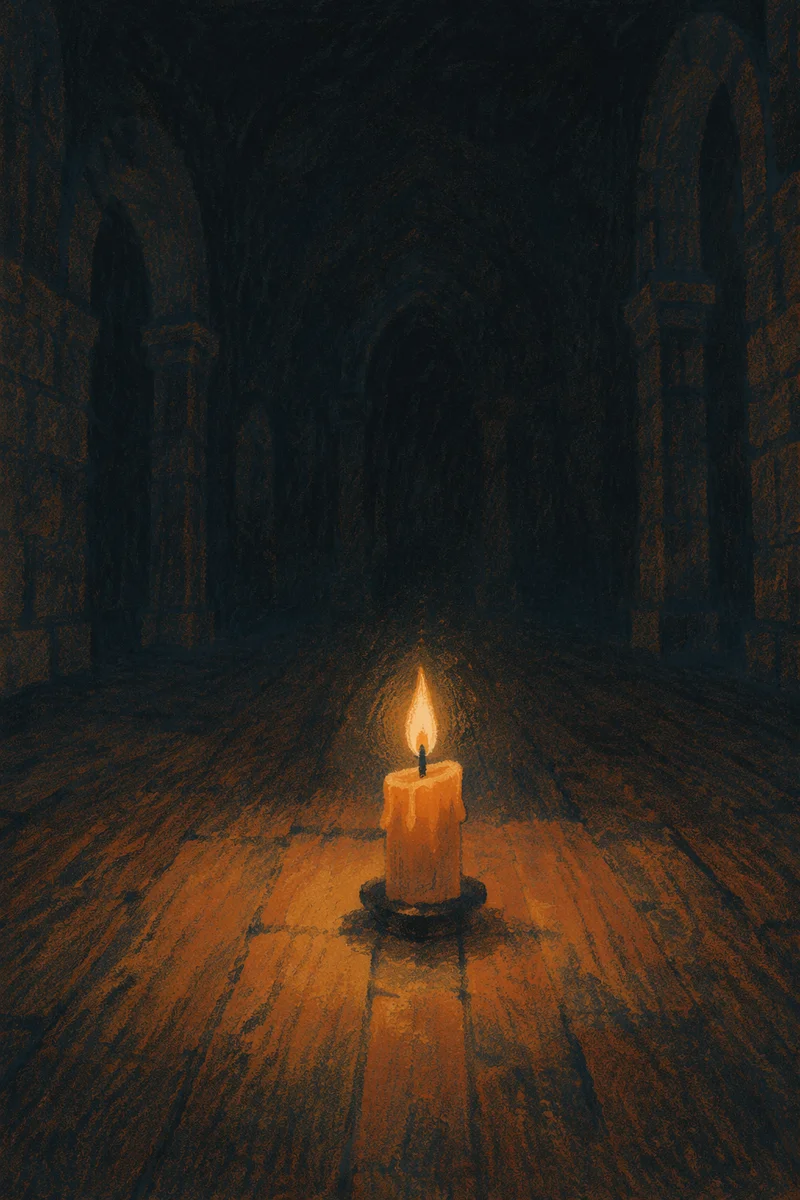 Courage Candle Burning in Vast Darkness