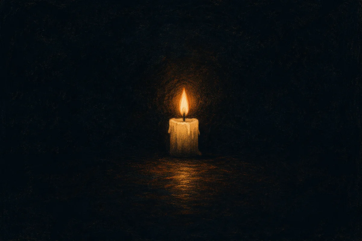 Single Candle of Courage in Darkness
