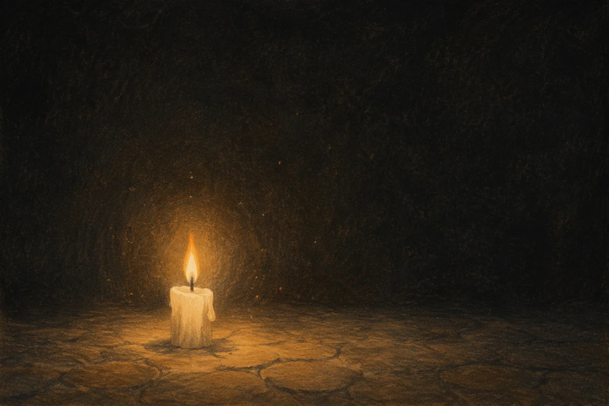 Single Candle of Courage in Darkness