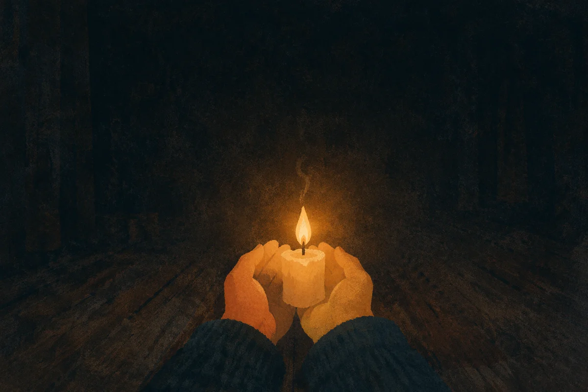 Single Candle of Courage in Darkness