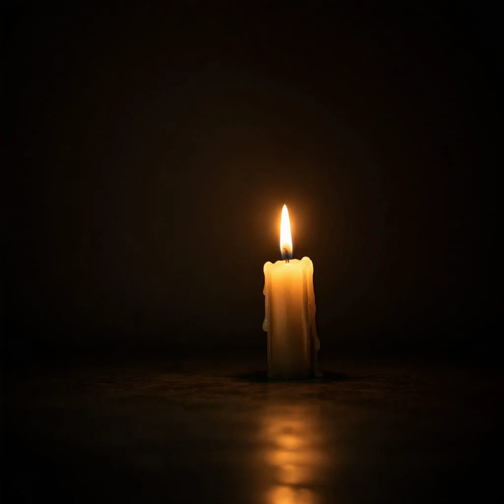Single Candle in Vast Darkness