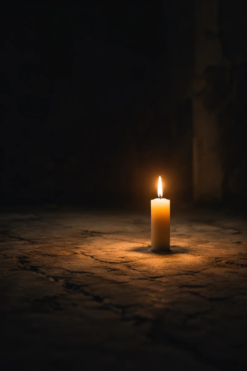 Single Candle of Courage in Darkness