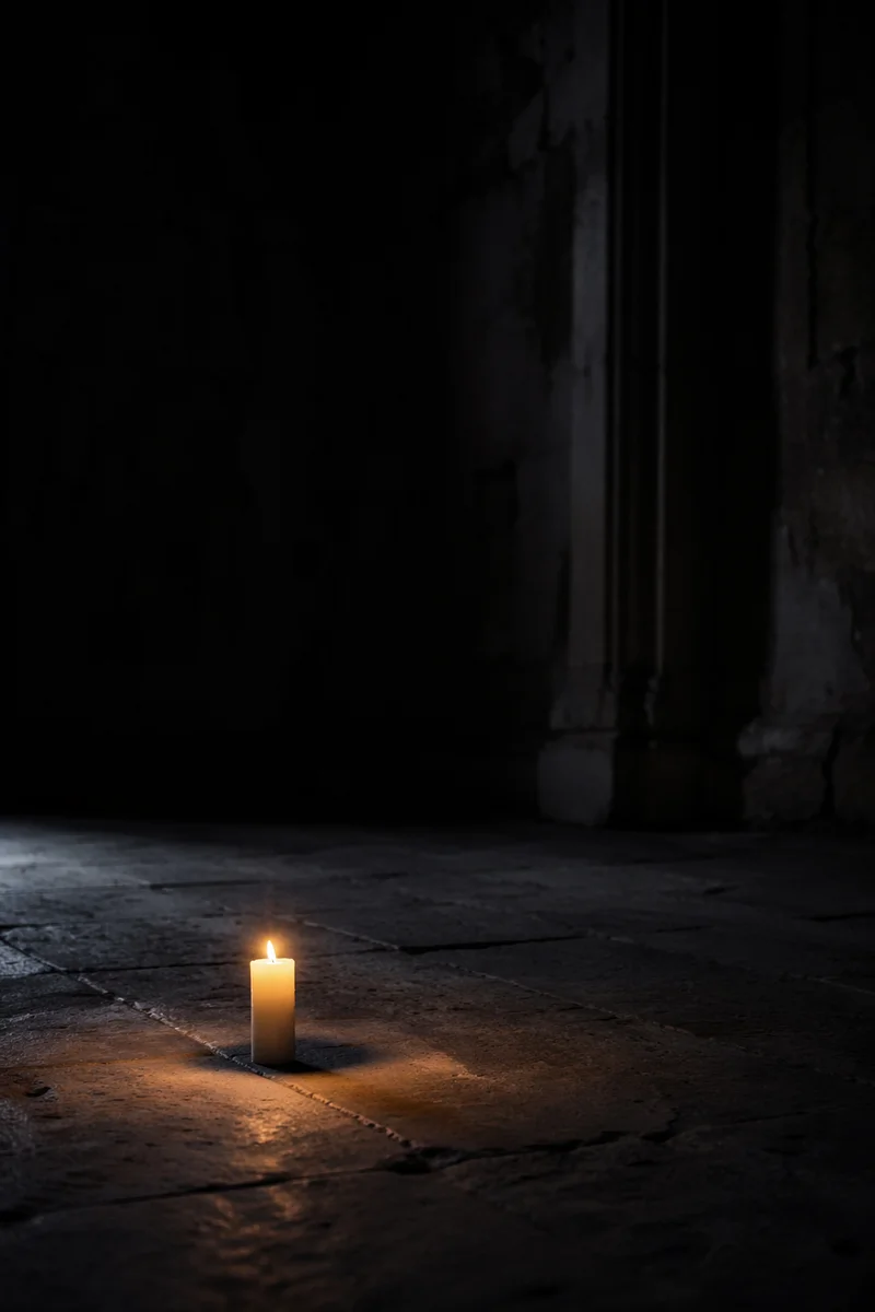 Single Candle of Courage in Darkness