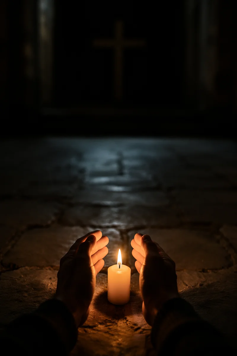 Single Candle of Courage in Darkness