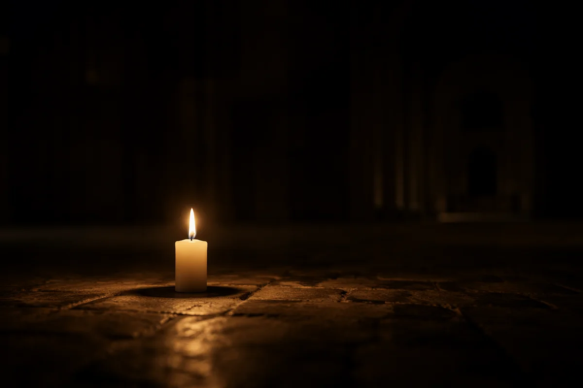 Single Candle of Courage in Darkness