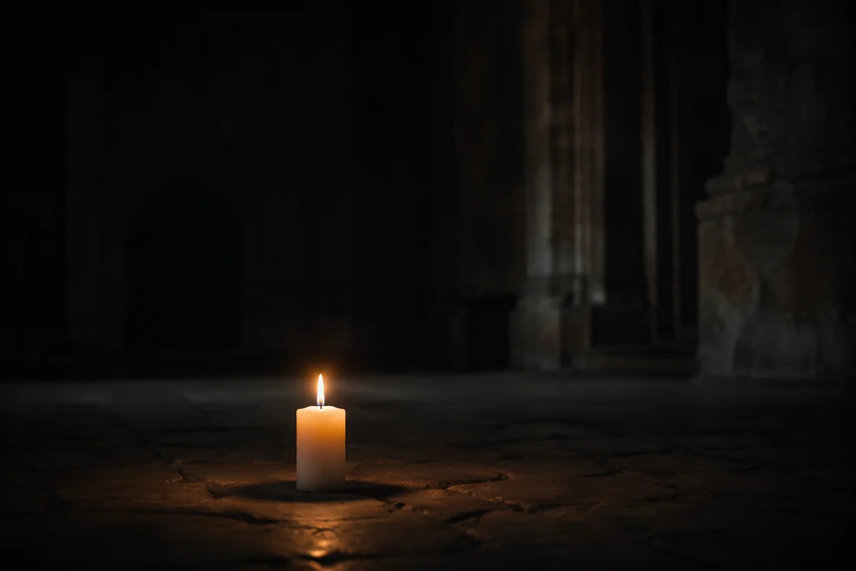 Single Candle of Courage in Darkness