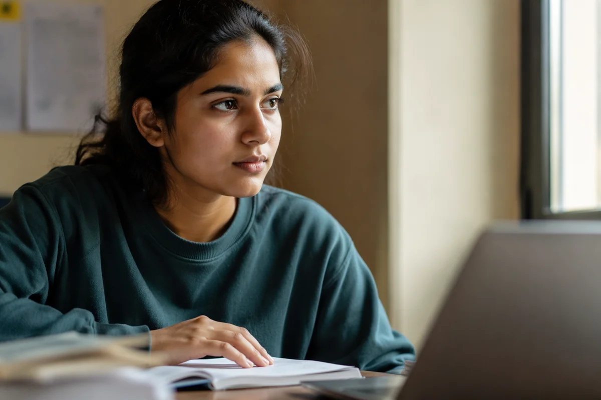 Focused University Student by Window