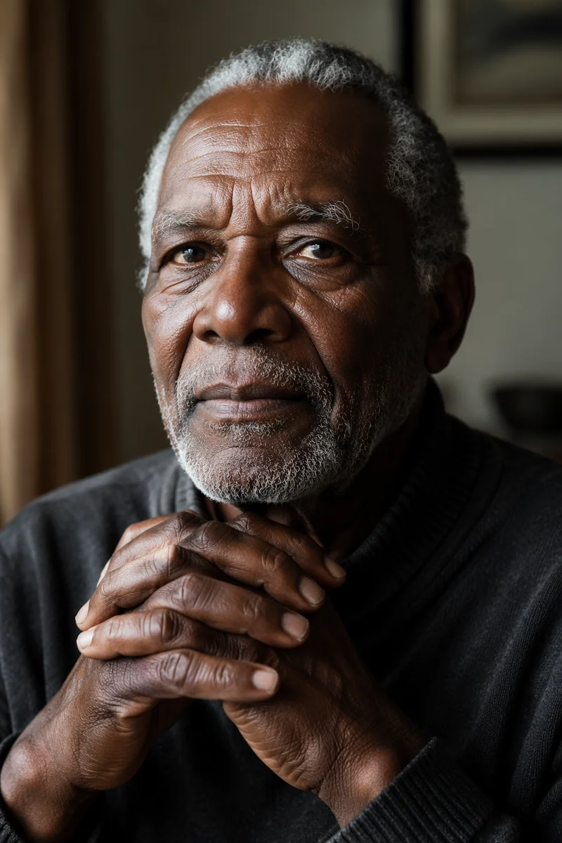 Close-Up Portrait of Elderly Black Man