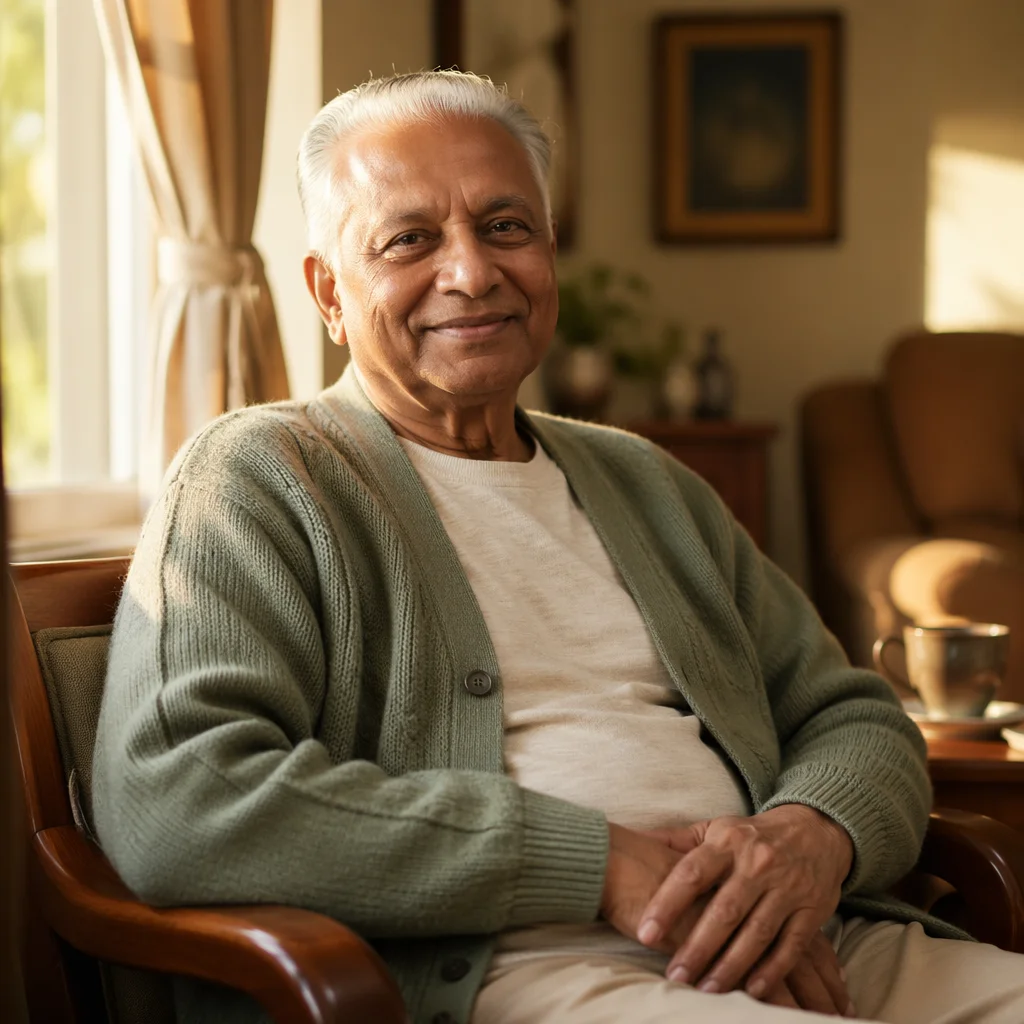 Peaceful Elderly Man by Sunlit Window