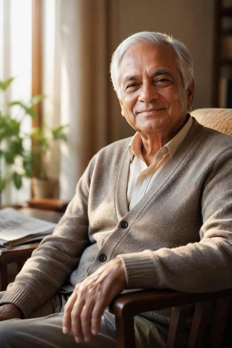 Peaceful Elderly Man by Sunlit Window