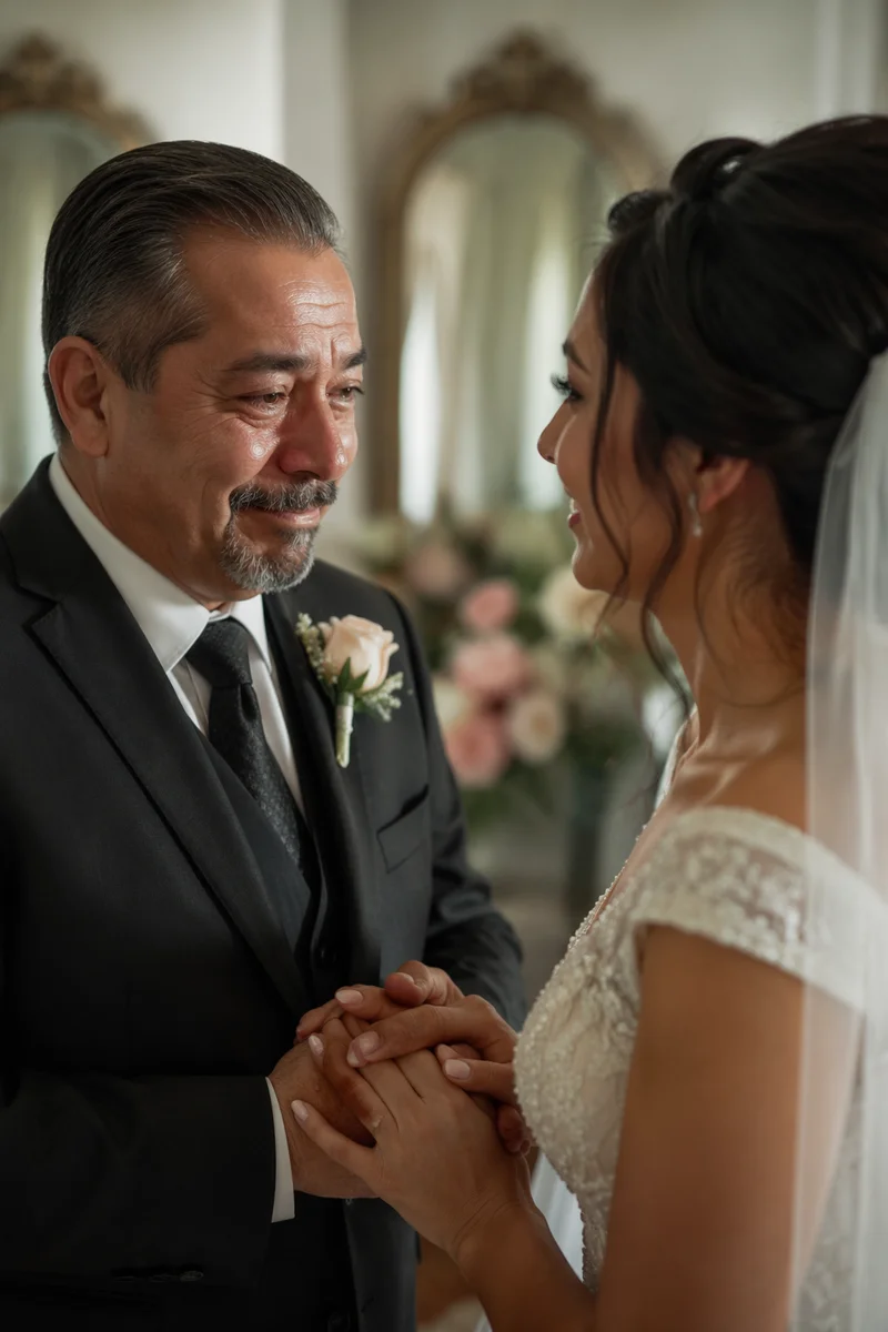 Emotional Father and Bride Before Ceremony