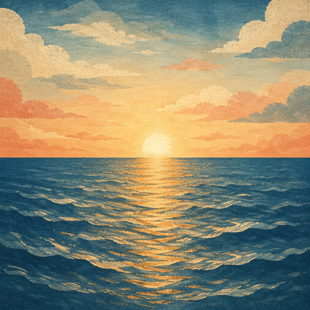 Eternal Life Sunrise Over Endless Ocean