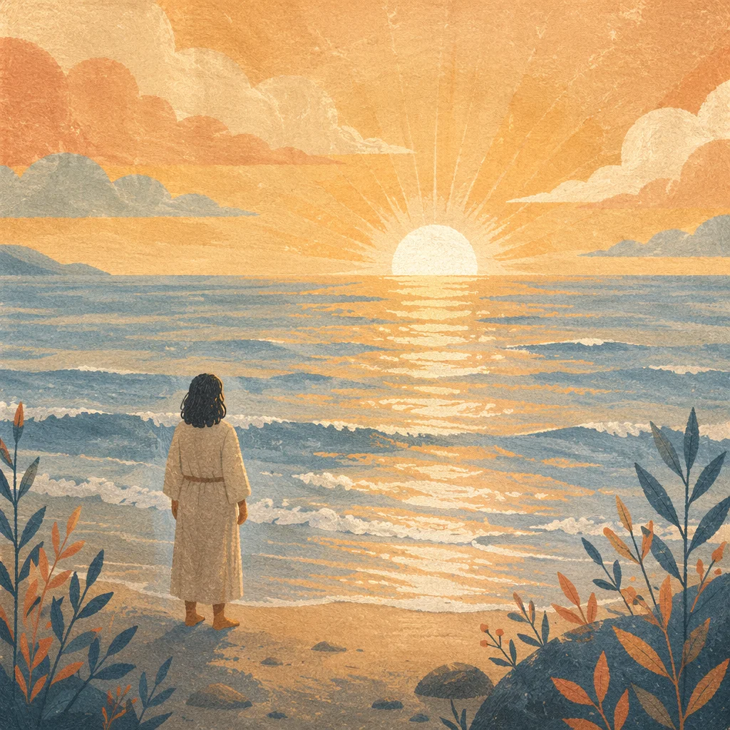 Eternal Life Sunrise Over Endless Ocean
