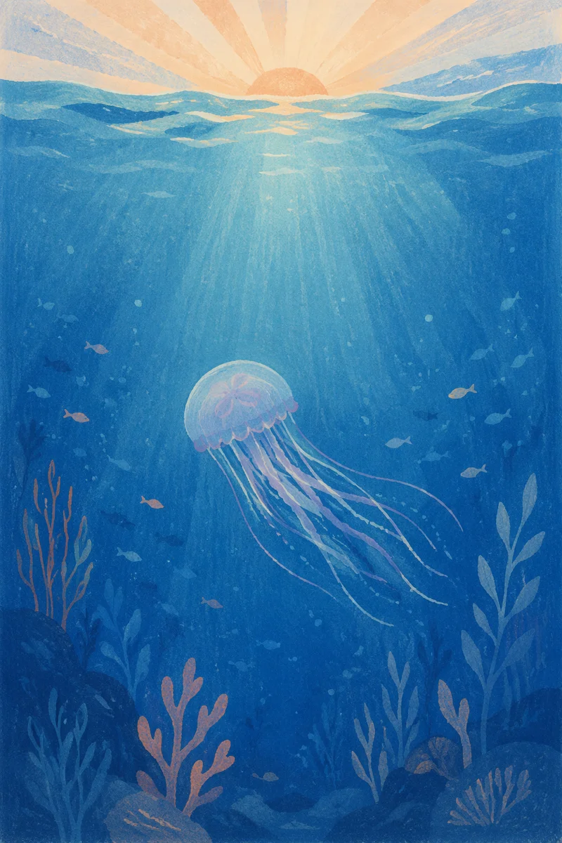 Eternal Sunrise Jellyfish in Serene Ocean