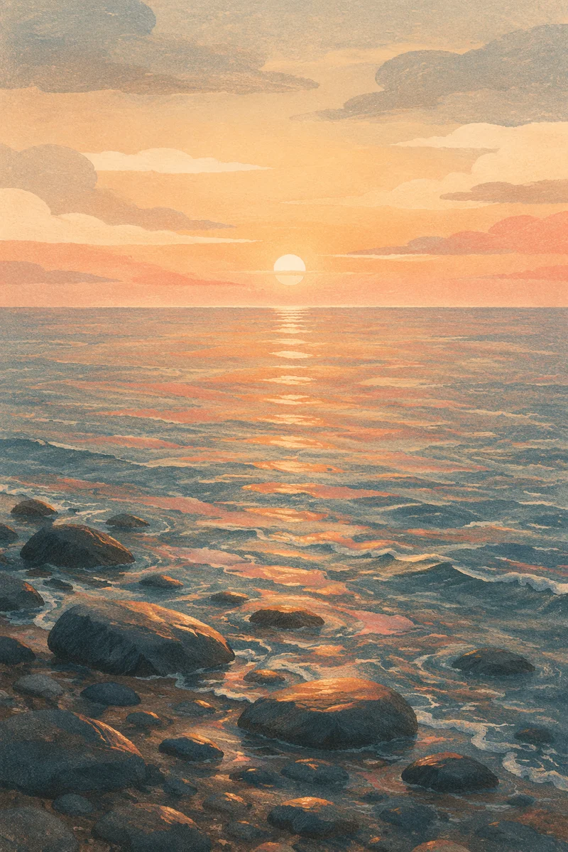 Eternal Life Sunrise Over Endless Ocean