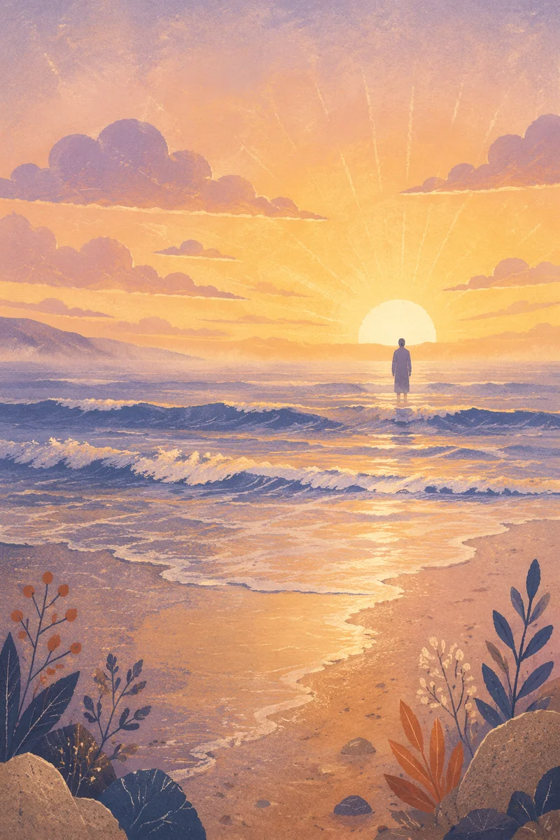 Eternal Life Sunrise Over Endless Ocean
